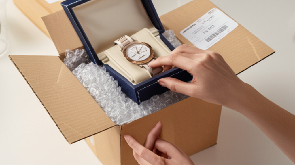 Securely packaged box with a shipping label